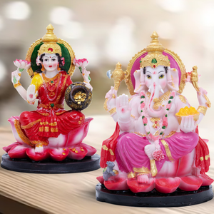 Divine Resin Multicolor Ganesh Lakshmi Statue Set - Ideal For Home Pooja Mandir Decor by Accent Collection