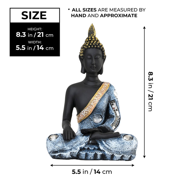 Small Polyresin Buddha Statue, 8" Black Home Office Decor