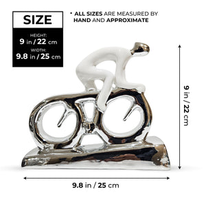 Abstract Cyclist Sculpture, 9" Ceramic Living Room Console Table Decor, Desk Figurine Ornament, Gifts by Sona Casa