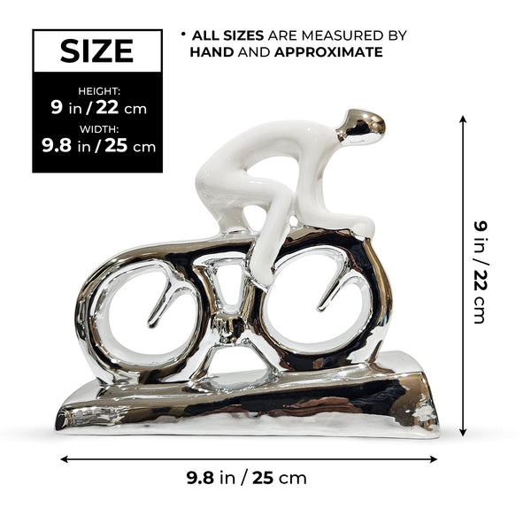 Abstract Cyclist Sculpture, 9" Ceramic Living Room Console Table Decor, Desk Figurine Ornament, Gifts by Sona Casa