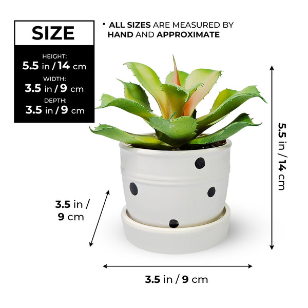 Potted Agave, 5" Artificial Succulent in White Ceramic Planter Home Decor