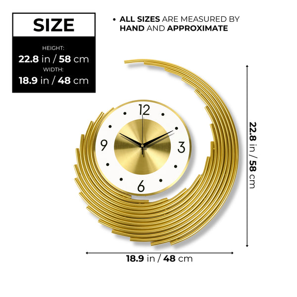 Large Gold Wall Clock 23" Metal Silent Analog Clock Home Decor