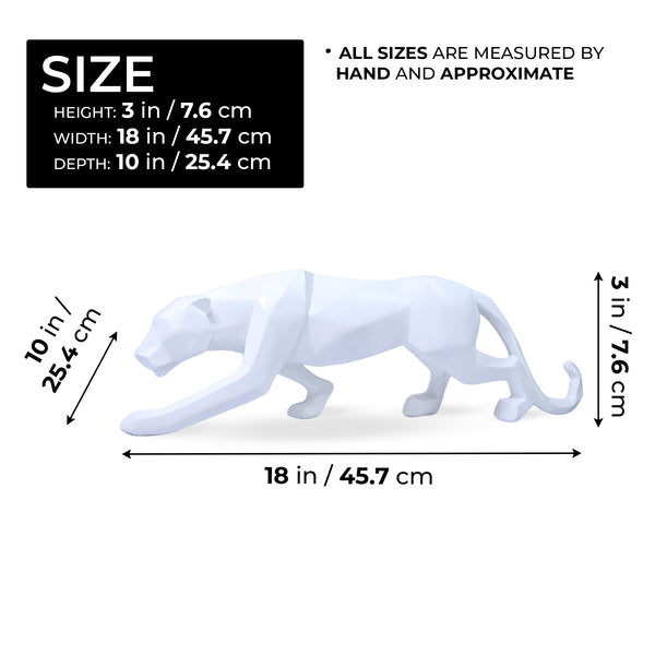 White Panther Statue, Unique Home Decor, Minimalist Decor for Living Room 18 inch 46 cm Wide