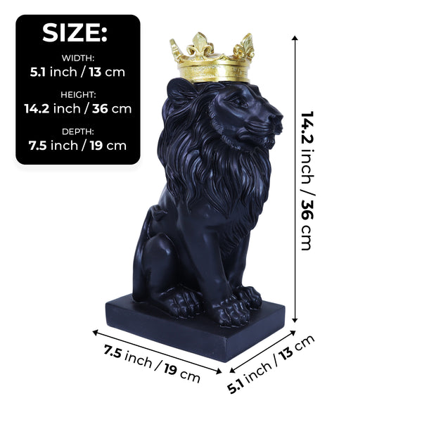 Lion Statuary, Lion King with Golden Crown, Center Table Decor for Home or Office, 36 cm, 24 inch, Thoughtful Gift