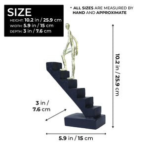 Inspirational Desk Decor, Black Statue Of Man Climbing Stairs, Cubicle Decor, 10in, 26cm by Accent Collection