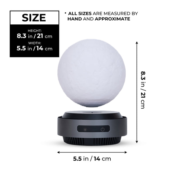 Levitating Moon Lamp, 8" Silent Wireless Floating Desk Decor