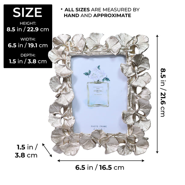 3D Picture Frame for 4x6 inch Photo, Gold Copper Ginkgo Leaves Photo Frame Border, Handmade Frame, 8 inch 22 cm by Sona Casa