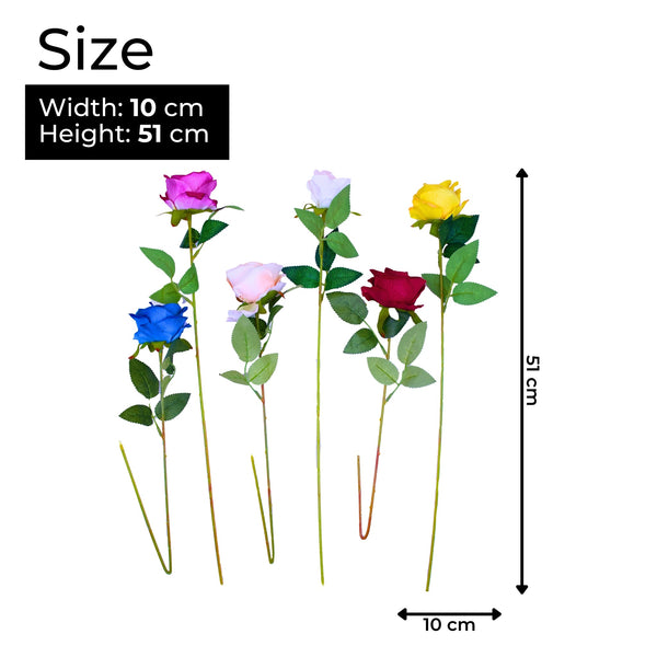 Elegant Boho Table Decor Faux Rose Bouquet - Real Looking Plastic Roses With Long Stems For Centerpieces by Sona Casa