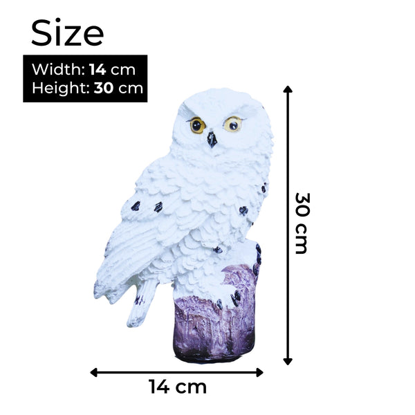 Magical White Owl Solar Statue With Black Stick - Outdoor Garden Decor & Bird Deterrent by Sona Casa