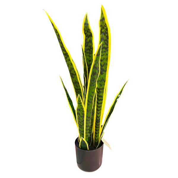Large Artificial Snake Plant, Realistic Fake 30" Faux Plant with Cement Base, Indoor Outdoor Home Decor, Patio, Front Porch, Living Room Ornament
