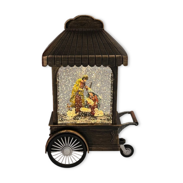 Christmas Nativity Snow Globe, Holy Family Xmas Table Ornament, USB or Battery Operated with Music, Snow Flake, Lights, Decor Gift-Sona Casa