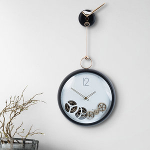 Elegant Black Metal & Glass Luxury Modern Pendulum Wall Clock, Silent Non-Ticking Decorative Timepiece by Accent Collection