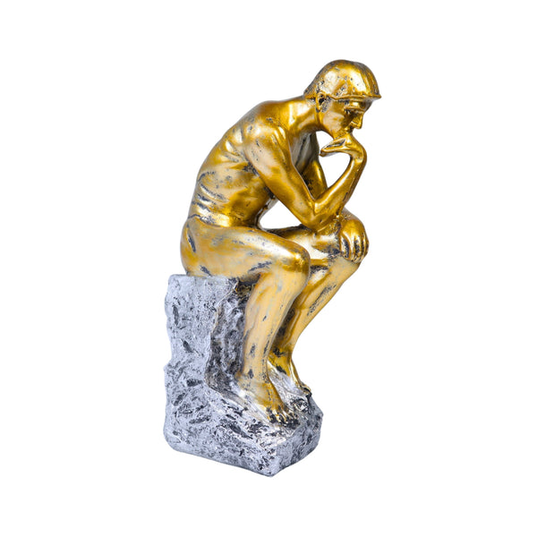 Rustic Gold Male Nude Sculpture, Auguste Rodin's The Thinker Gold Decor for Home or Office 10 inch 24 cm