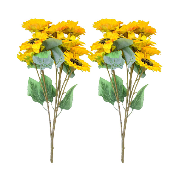 Summer Autumn Elegance: High Quality Artificial Sunflower Bouquet, Vibrant Yellow Faux Flowers, 18 flowers by Accent Collection