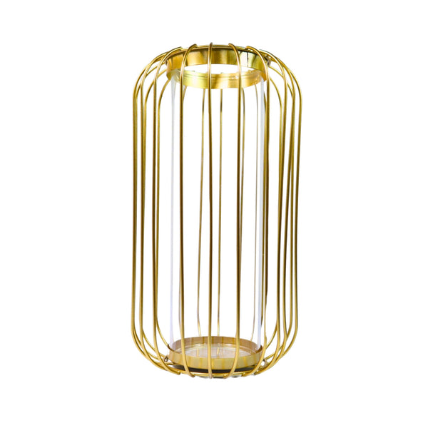Gold Hydroponic Vase, 11" Modern Pot, Bud, Propagation Tube Planter by Sona Casa
