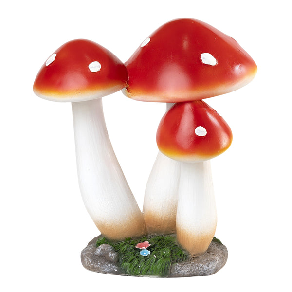 Outdoor Decor Yard Ornament, 15" Mushroom Sculpture, Red Garden Decor