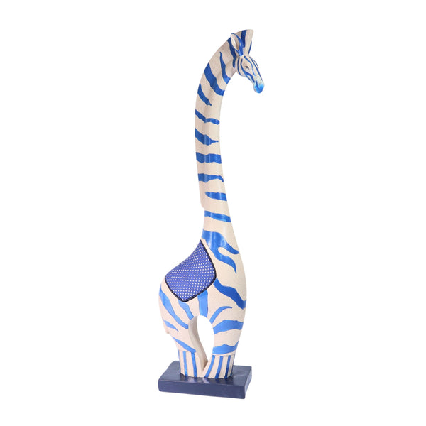 Magical Long-Necked Zebra Statue Table Top Coffee Table Centerpiece Home Decor Polyresin Artwork White Blue 18 inch 46 cm | Home Decor