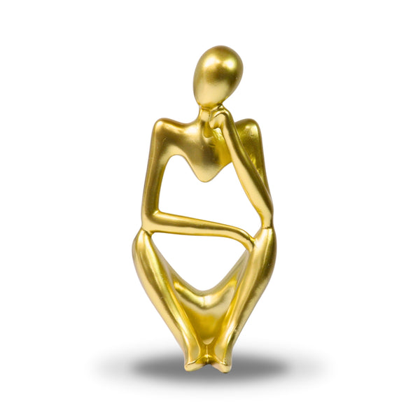 Small Abstract Thinker Statue Decor for Living Room, Gold Decorative Accent for Home, Office 9 inch, 23 cm