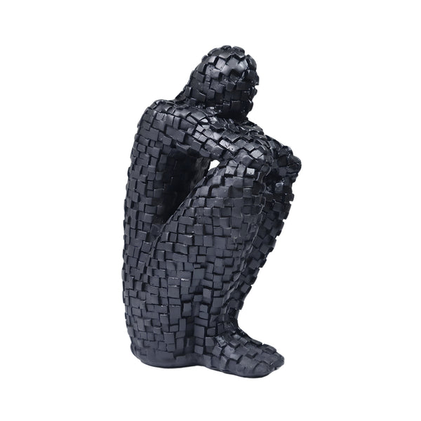 Small Black Abstract The Thinker Statue, Unique Home Decor, Housewarming Gift 8 inch 20 cm by Sona Casa
