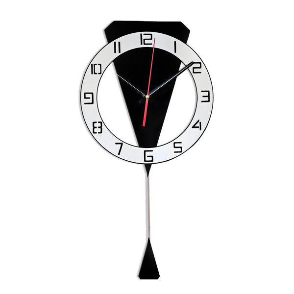 Black White Luxury Modern Pendulum Wall Clock, 23" Silent Nonticking Decorative Clock, Decor For Living Room, Office, Bedroom by Sona Casa