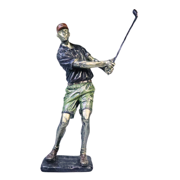 Large Green Silver Golf Figurine, 14" Handmade Rustic Decor for Home Office