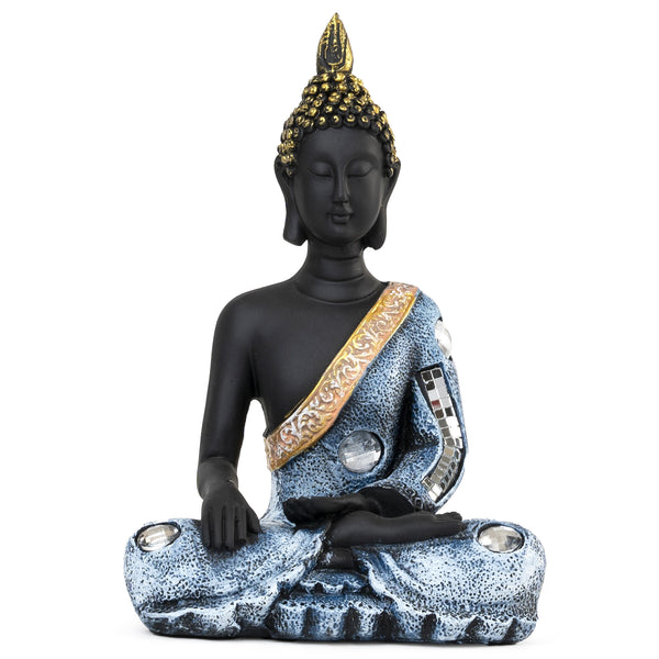 Small Polyresin Buddha Statue, 8" Black Home Office Decor