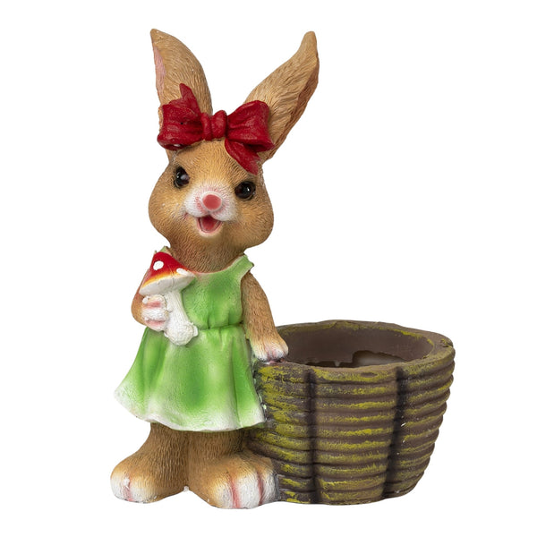 Charming Brown & Green Resin Bunny Planter For Succulents, Fairy Garden & Outdoor Decor by Accent Collection