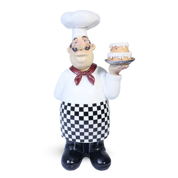 Decorative Polyresin Chef Statue, Cafe Decorations, Bakery Decor, White Kitchen Ornament 10 inch 24 cm | Home Decor