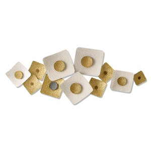 Large White and Gold Metal Wall Sculpture, Modern Geometric Horizontal Wall Art, 126×53 cm Home Office Decor-Sona Casa