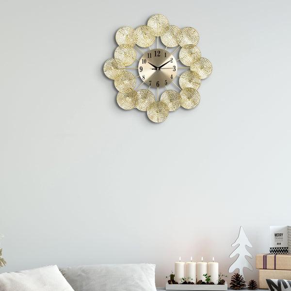 Golden Elegance: 18-Inch Silent Metal Wall Clock, Luxurious Minimalist Gold Decor For Living & Office Spaces by Accent Collection