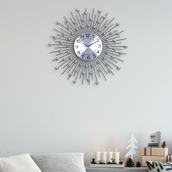 Large wall clock sunburst starburst metal clock 60 cm 24 inch silent clock large decorative analog wall clock by Accent Collection