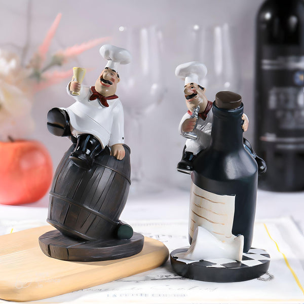 4 Piece Kitchen Chef Figurines Set, Restaurant Decor, Bakery Decor