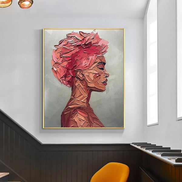 African Woman Wall Art - Textured Oil Painting, Original Hand-Painted Canvas for Living Room & Bedroom Decor, Unique Gift by Sona Casa