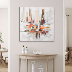 Original Abstract City Painting, Textured Orange Canvas Art Modern Framed Wall Art for Home Decor by Accent Collection