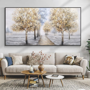 Beautiful Winter Landscape Painting, Black and White Wall Art, Nature Wall Art, Large Handmade Painting On Canvas for Living Room Home Decor by Sona Casa