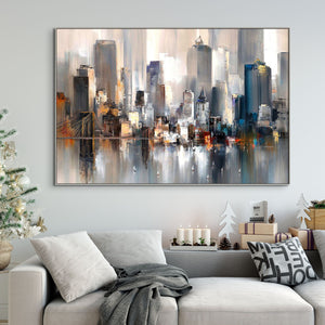 Cityscape 84x40" Framed Silver by Sona Casa