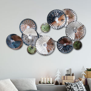 Modern Metal Multicolor Abstract Shields - Round Wall Art For Cozy Bedroom And Beyond by Accent Collection