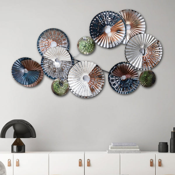 Modern Metal Multicolor Abstract Shields - Round Wall Art For Cozy Bedroom And Beyond by Accent Collection