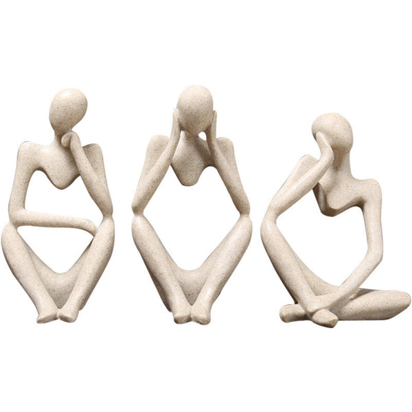 Decorative thinker statues, 3 pcs, tabletop decoration for home or office
