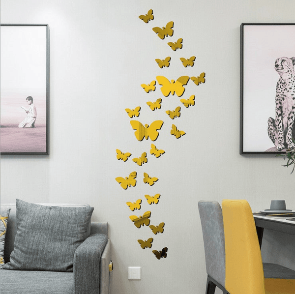 30 pcs DIY Acrylic Butterfly Mirror Wall Stickers for Home Decor