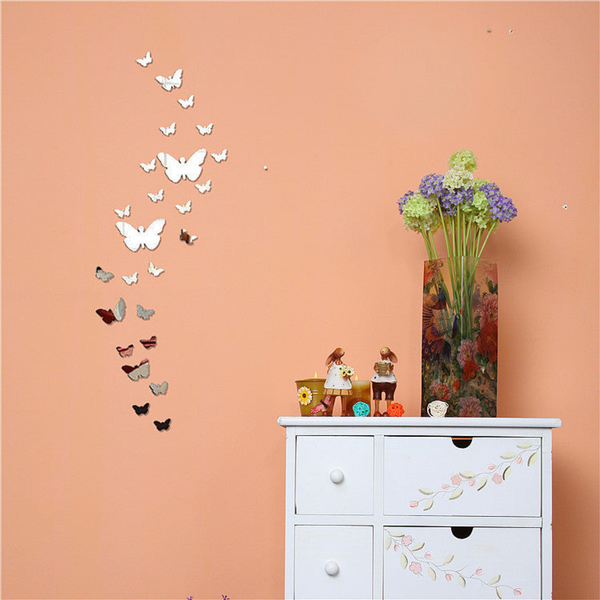 30 pcs DIY Acrylic Butterfly Mirror Wall Stickers for Home Decor