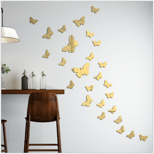 30 pcs DIY Acrylic Butterfly Mirror Wall Stickers for Home Decor