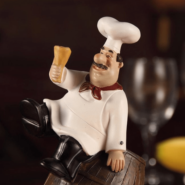 4 Piece Kitchen Chef Figurines Set, Restaurant Decor, Bakery Decor