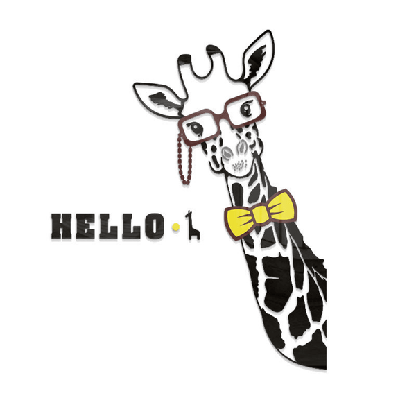 Adorable Black Giraffe DIY Acrylic Wall Sticker for Home Decoration