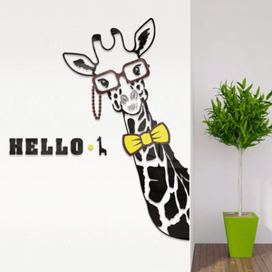 Adorable Black Giraffe DIY Acrylic Wall Sticker for Home Decoration