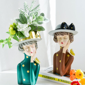 Girl with Bow Flower Vase