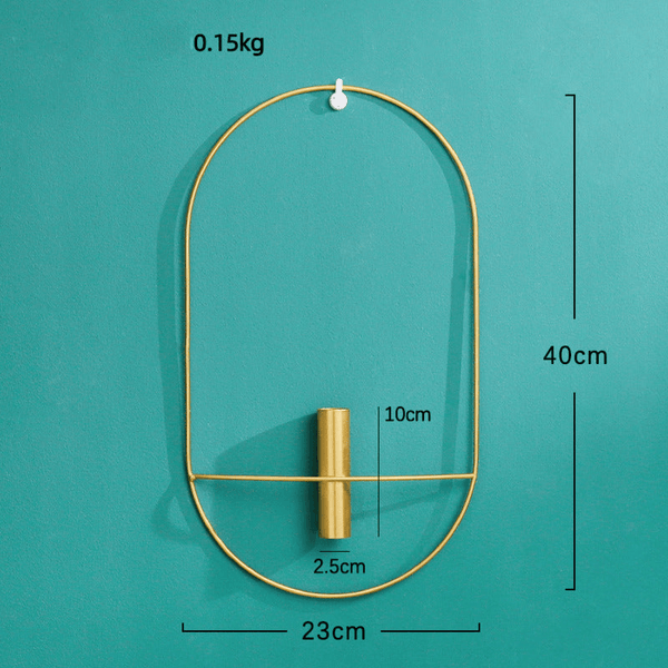 Golden Wall Flower Metal Tube Vase for home decoration