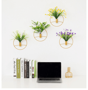 Golden Wall Flower Metal Tube Vase for home decoration