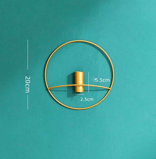 Golden Wall Flower Metal Tube Vase for home decoration
