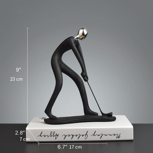 Golfer Black Statue Table Centerpiece, 9" Home Office Decoration
